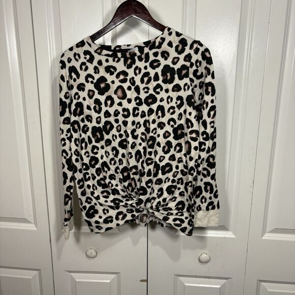Stars Above Leopard Print Sweater Womens S Animal Print Long Sleeve Cozy Top - Picture 1 of 7